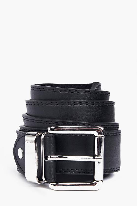 Double Stitched Leather Lined Belt